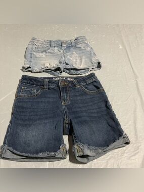 Cat & Jack Girls' Two-Tone Blue Denim Shorts Set 1035